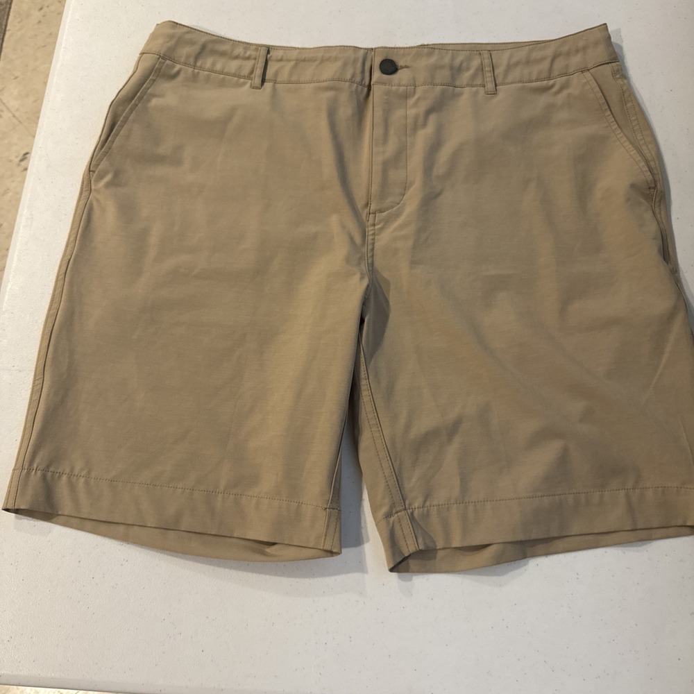Faherty All Day Shorts Drawstring Men's 38 Beige Stretch 9" Performance Hybrid